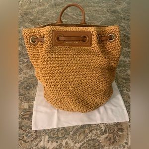 Authentic Michael Kors Krissy Large Straw Backpack